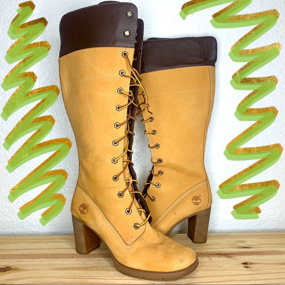 Timberland High Heel Calf High Boots Suede 7.5M